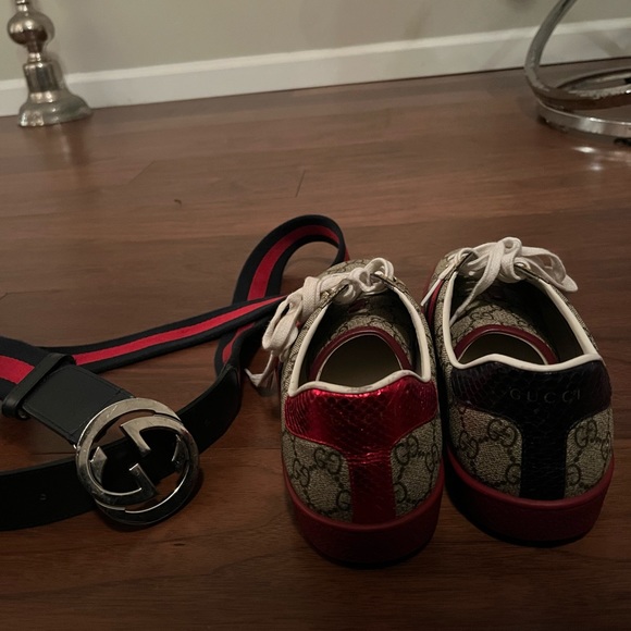 Mens Gucci ace sneakers & matching belt size 9 & 34-36 - Picture 2 of 5